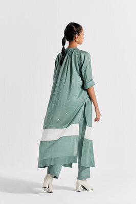 Panel Gather Neck Shirt - Jade