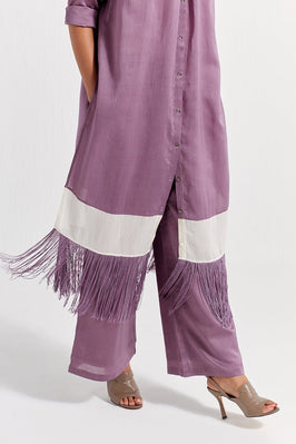 Panel Gather Neck Shirt - Lilac