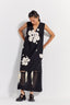 Self-Tie Floral Dress - Black Floral