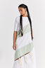 Self Tie Panel Dress - White And Mint