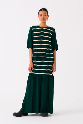 Shirring Dress Forest Green