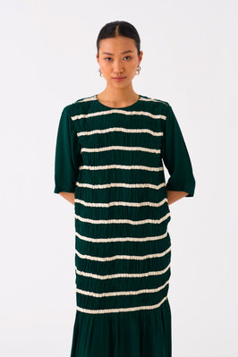 Shirring Dress Forest Green