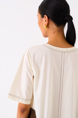 Side U Pleat Dress Ivory