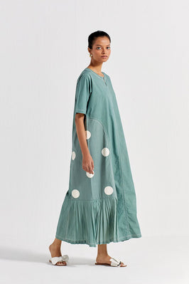 Side U-Pleat Dress - Jade