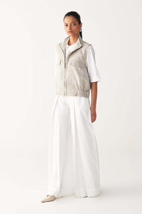 Sleeveless Emb. Pocket Bomber