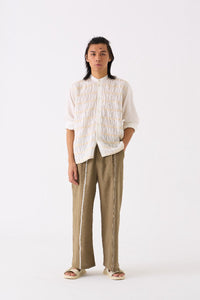 Smocking Detail Shirt White