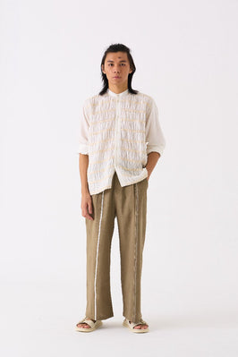 Smocking Detail Shirt White