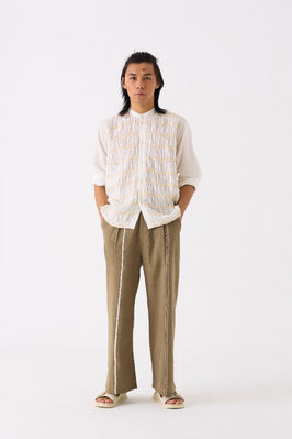 Smocking Detail Shirt White