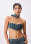 Pleated Denim Tube