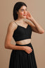 Rippled Thoughts Black Backless Top